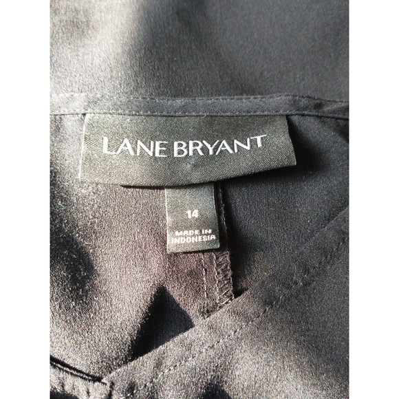 Lane Bryant Womens Ruffle Sleeve Shirt Size 14W Black Witchcore Minimalist Flowy - Picture 4 of 6